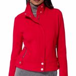 Cache  Jacket Cropped High Stand Collar Moto Zip Snap Closure Red Women’s Size 4 Photo 14