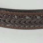 Mens Genuine Leather Belt 34 Brown Basket Weave Braided Solid Brass Buckle Photo 5
