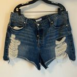 Good American  Bombshell Denim Shorts Distressed Photo 3