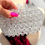 Clear Beaded Handbag White Photo 10