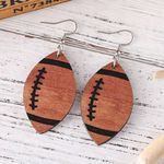 For Keeps Wooden Football Earrings (Brand New On Card In Packaging) Brown Photo 0