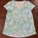 Lilly Pulitzer Blue and Green Hydra Blue Dandy Lions Short Sleeve Etta Tee Photo 1