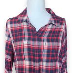 Splendid  Top Hunter Plaid Button Up Fiesta Shade Long Sleeve Gingham Cuffs Photo 3