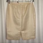 St. John Metallic Checkered Texture Pencil Skirt Size 8 wool, silk Winter white Photo 11