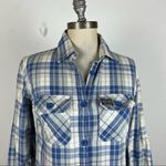 Super Dry Blue Plaid Snap Button Front Blouse XS Photo 2