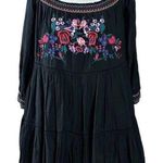 Free People Sunbeams Embroidered Dress in Black Small Off Shoulders Bohemian Photo 0