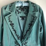 Karen Kane Turquoise Blue Green Velvet Jacket Embroidery Detail Size 6 western Photo 1