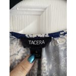 Tacera  Women's Small Blue Textured 3/4 Sleeve Clean Girl Coastal Preppy Photo 4