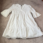 Emery Rose White Eyelet Bell Sleeve Dress SIZE S Photo 0