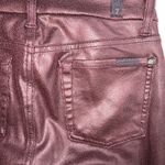 7 For All Mankind  Merlot Burgundy Faux Leather Knee Seam Coated Jeans Size 27 Photo 7