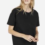 Everlane Sz Small Black Scuba Short Sleeve Boxy Sweatshirt Lagenlook Photo 1
