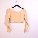 Adidas Originals Relaxed Fluffy Knit Stretch Ruched Cropped Top Hazy Beige S Photo 3