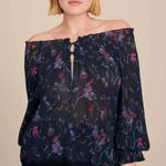 Tanya Taylor Navy Vynes Nissa Floral Lace Off The Shoulder Too Size 18 Photo 0