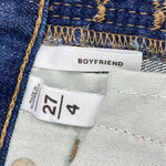 Loft  Floral Embroidered Boyfriend Jeans Cropped Raw Hem Blue 4 27 Photo 10