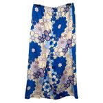 ZARA  Retro Floral Print Long Maxi Skirt Back Split Women Size M Blue BOHO Chic Photo 4