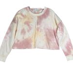 Pink Rose Hippie Rose Shirt Womens Large Pink White Tie Dye Crop Sweatshirt Atleisure Photo 0