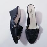 Taryn Rose Black Patent Wedge Sandals Photo 1