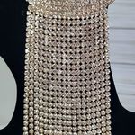 Large Statement Rose Flower Brooch Pin Yellow Gold Rhinestone Fringe New Photo 4