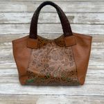 Sundance Purse Brown Tooled Leather Floral Satchel Distressed Boho Western Photo 1