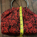 Liz Claiborne red & black print handbag, silver handles. 9” X 8” NWT Photo 10
