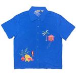 Bobbie & Brooks 💖 NWOT Vintage Bobbie Brooks Blue Tropical Embroidered Shirt Photo 0