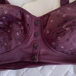 NWOT Womens Purple Floral Print Wireless Breathable Bra With 4 Front snaps Size XL Photo 1