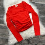 Open Edit NWT Ruched Square Neck Top in Red Alert Photo 7