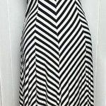 Monteau WOMEN'S STRIPED LACE TANK MAXI DRESS BLACK & WHITE Large Photo 0