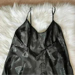 Vintage Jenny Buchanan Intimates Heart Print Satin Black Slip Dress Large Photo 2