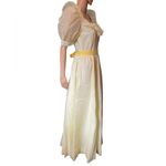 Vintage 70s Yellow Raised Dot Cottagecore Prairie Ruffle Formal Party Maxi Dress Size M Photo 3