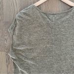 Madewell Cap Sleeve Miracle 100% Linen Tee B9155 in Heather Olive Green Small Photo 7