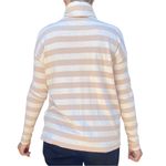 J.Crew  Women Turtle Neck Top Knit Sweater XS Stripes Beige White Pastel Cotton Photo 1