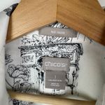 Chico's No Iron Paris Print Button Down Shirt Sz 1 Medium Long Sleeve Travel Chic Photo 5