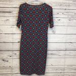 LuLaRoe  geometric Julia blue red "gold" dress women's size S Small Photo 3