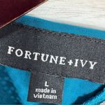 Fortune + Ivy  Cutout Back Tie Eyelet Trim Blouse Teal Blue Size Large Photo 9