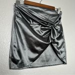 superdown NWT Women's M Samara Knot Mini Skirt in Silver Mini Evening Night Out Photo 4