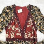 Free People  Tilda Wrap Maxi Dress Patchwork Floral Lace Red Black Size Small New Photo 3