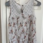 Floral Embroidered White Tank Top Gray Size M Photo 3