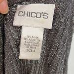 Chico's Ribbed Shimmery Womens Sweater Cardigan Sz XL Holiday Glam Metallic Open Photo 6