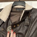 Affliction  Black‎ Premium Dark Brown Bomber Jacket Women's Size Small Patches Photo 2