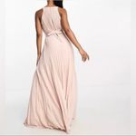 ASOS Design Bridesmaid Pleated Pinny Maxi Dress with Satin Wrap NWT 12 Pink Photo 2