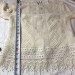 Nanette Lepore Top Boho Cream Lace Sheer Long Sleeve Embroidered Fringe SZ 2 Photo 9
