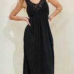 Aerie Black Crochet Maxi Dress Photo 0