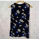 MARNI Silk Crepe Sleeveless Floral V Neck Blue Blouse Size 6 EU 42 Photo 4