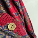 Vintage 70’s Leslie Fay ornate floral paisley challis Mod belted shirt dress Red Size 14 Photo 9