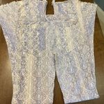 Altar'd State  Paisley Flare Pants Women's Size Medium Boho Blue Textured Stretch Photo 6