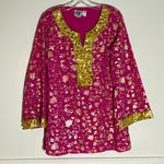 Diane Gilman tunic size medium pink and gold embellished Photo 0