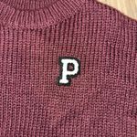 Victoria's Secret Victoria Secret Pink Boyfriend Sweater Knit Campus‎ Crew Pullover Maroon Size S Photo 1