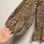 Madewell  Floral Smocked Peplum Top Square Neck Long Sleeve Blouse Size 4 Summer Photo 3