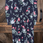 Banana Republic  Women's Dress Sz Petite Medium M Navy Floral Flare‎ Midi Photo 0